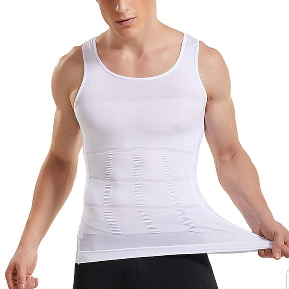 Men's Slimming Body Shaper Waist Trainer Vest Gym Tops Belly Compression Shirt - Picture 3 of 9